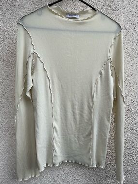 Rodebjer Columbina Scalloped Frilled Edge Top Long Sleeve Transparent Ivory L